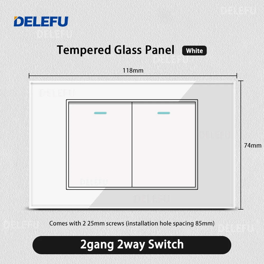 Tempered Glass Tuya WiFi Smart Wall Socket-Glass White / 2 Italy AC