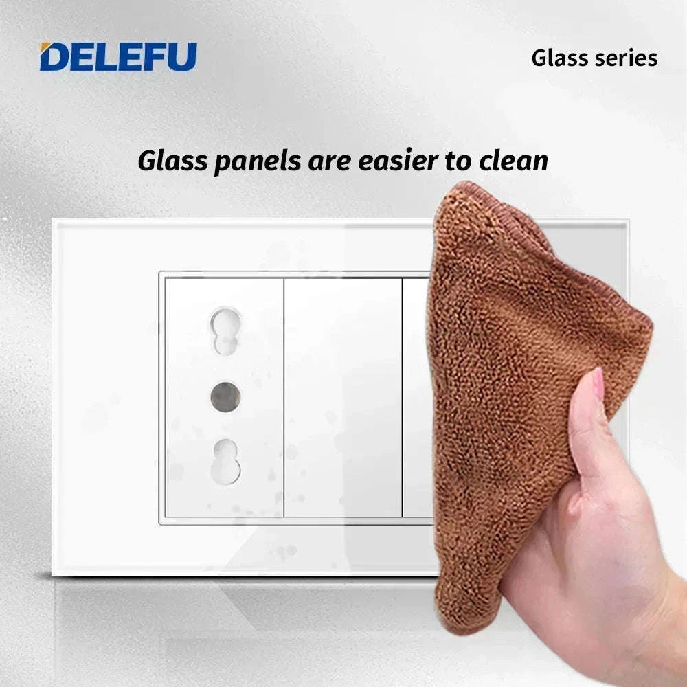 Tempered Glass Tuya WiFi Smart Wall Socket-Glass White / 2 Italy AC