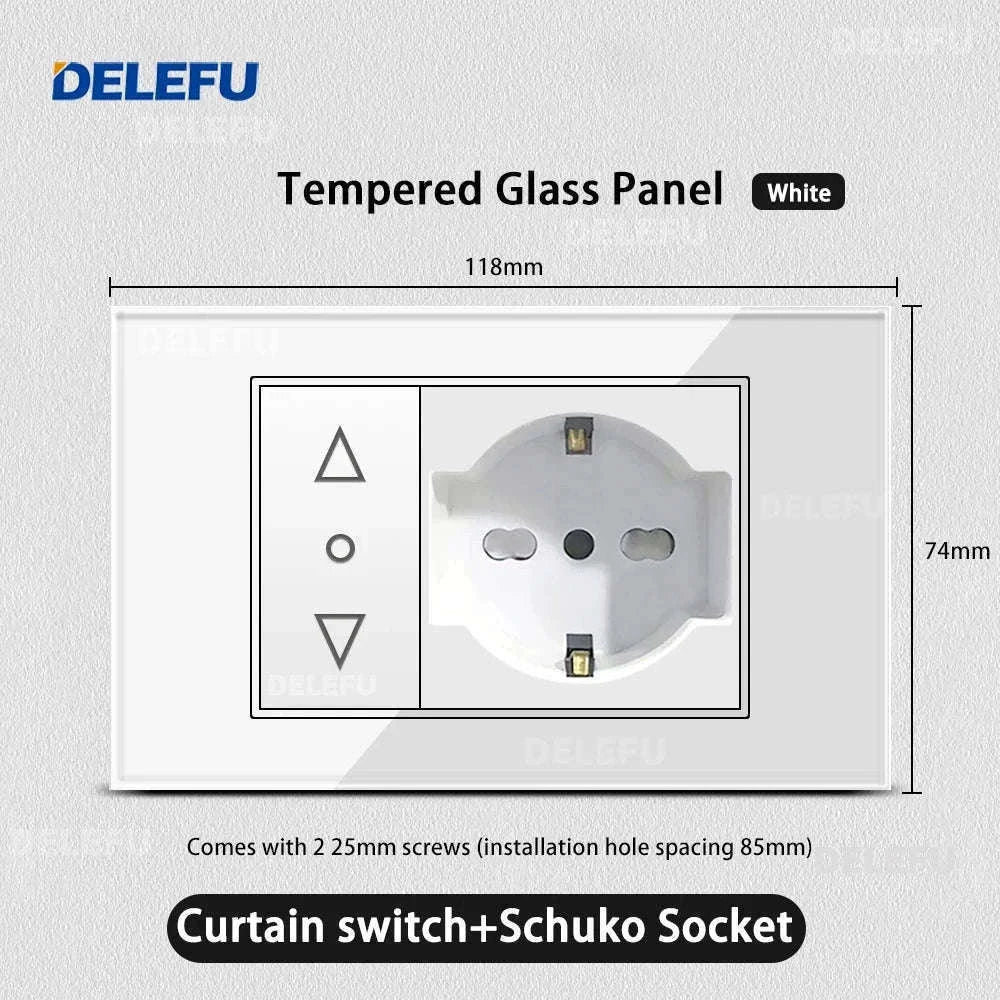 Tempered Glass Tuya WiFi Smart Wall Socket with USB-C Charging-Glass White / 2 Italy AC