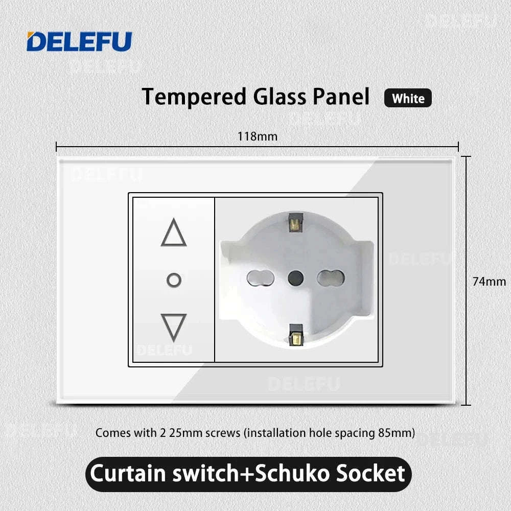 Tempered Glass Tuya WiFi Smart Wall Socket with USB-C Charging-Glass White / 2 Italy AC