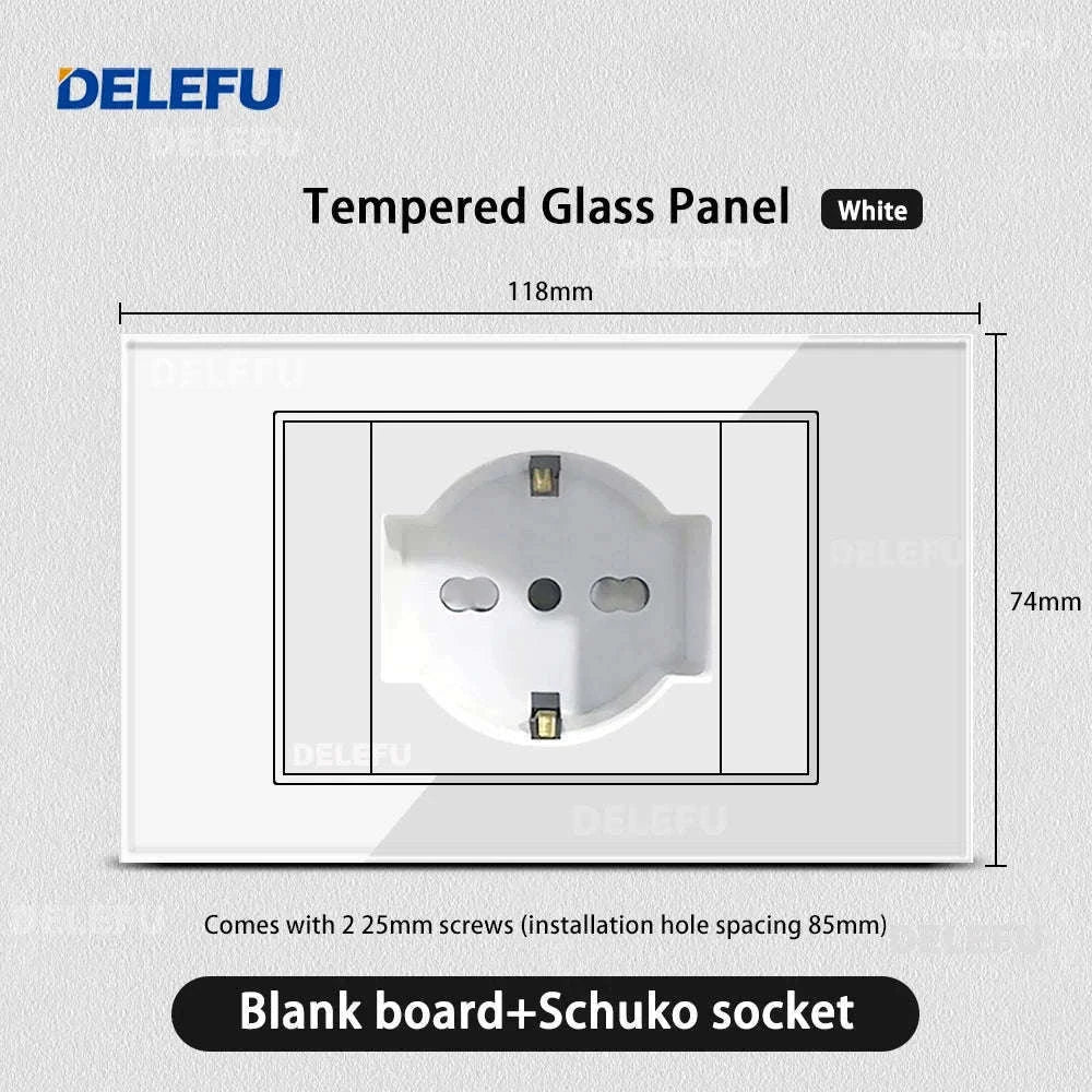 Tempered Glass Tuya WiFi Smart Wall Socket with USB-C Charging-Glass White / 2 Italy AC