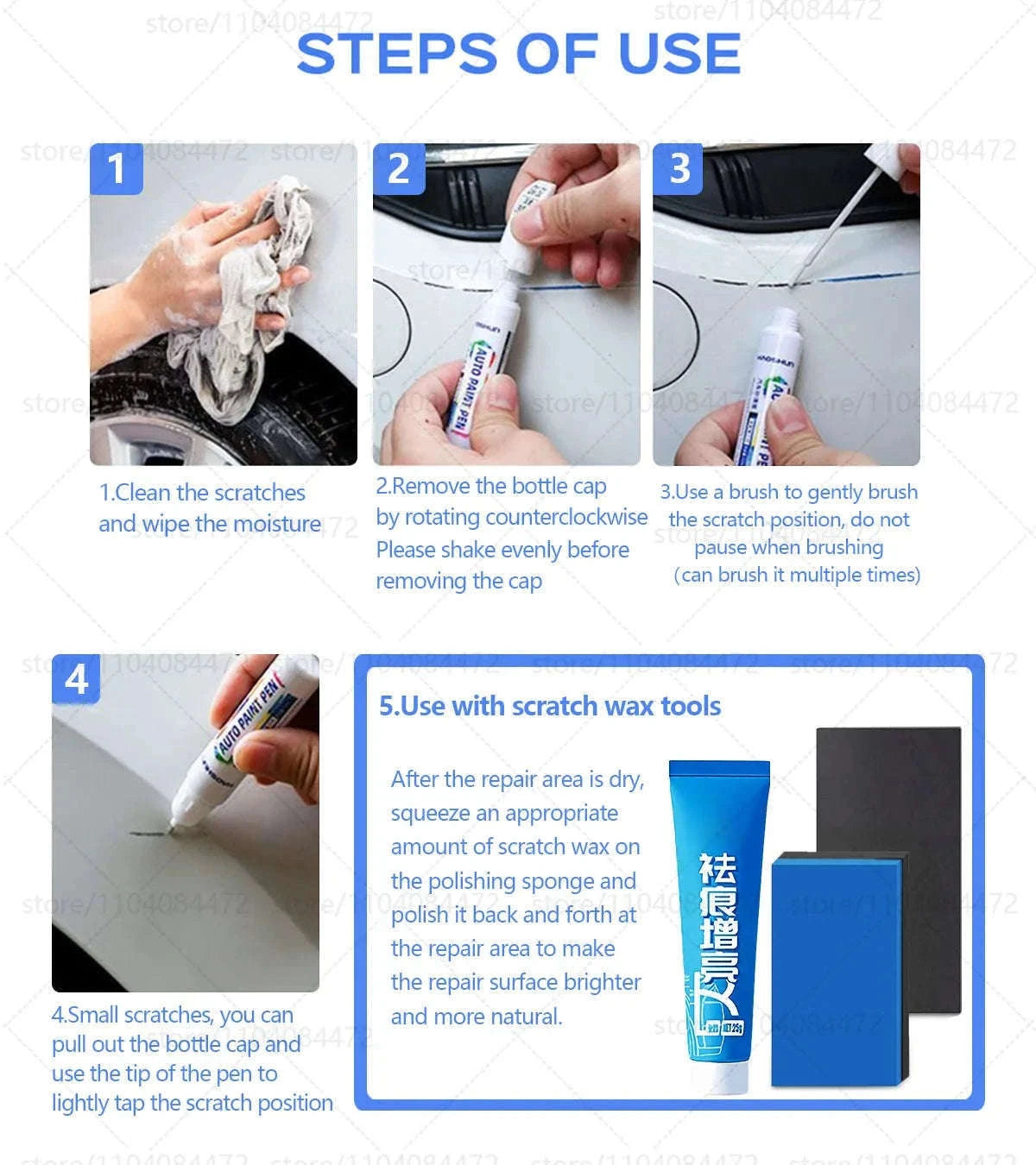 Tesla Car Paint Repair Pen for Scratch Touch-Ups-Pearl White PPSW