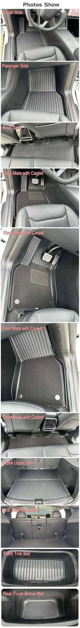 Tesla Model Y All-Weather Floor Mats and Cargo Protectors-RHD Y 9pcs