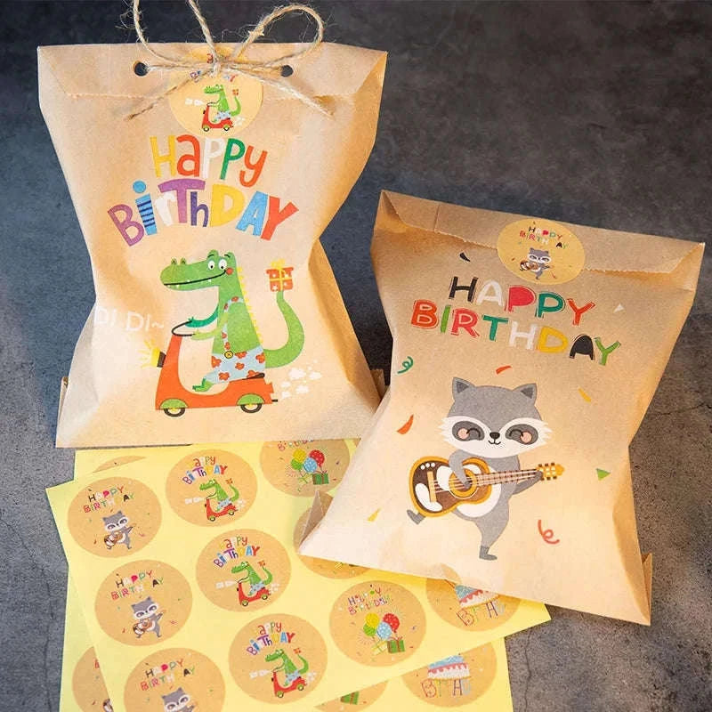 Thank You Kraft Paper Gift Bags with Rainbow and Dino Designs-24Sets Rainbow TY / 13x18cm / Other
