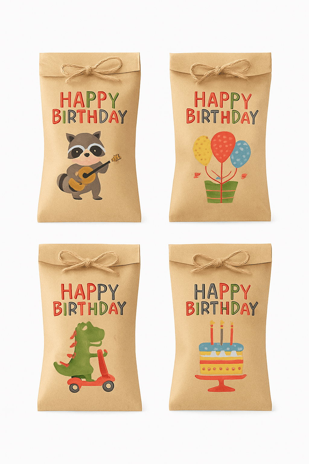 Thank You Kraft Paper Gift Bags with Rainbow and Dino Designs-24Sets Rainbow TY / 13x18cm / Other