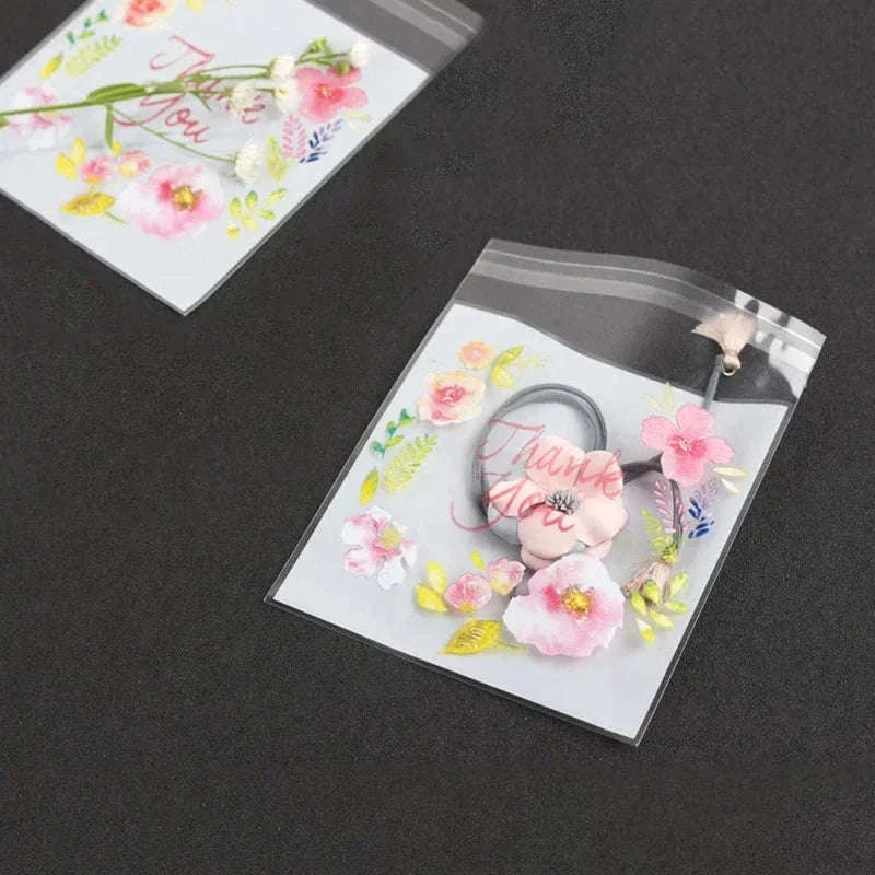 Thank You Self-Adhesive Bags for Cookies, Candy & Gifts-7x7cm
