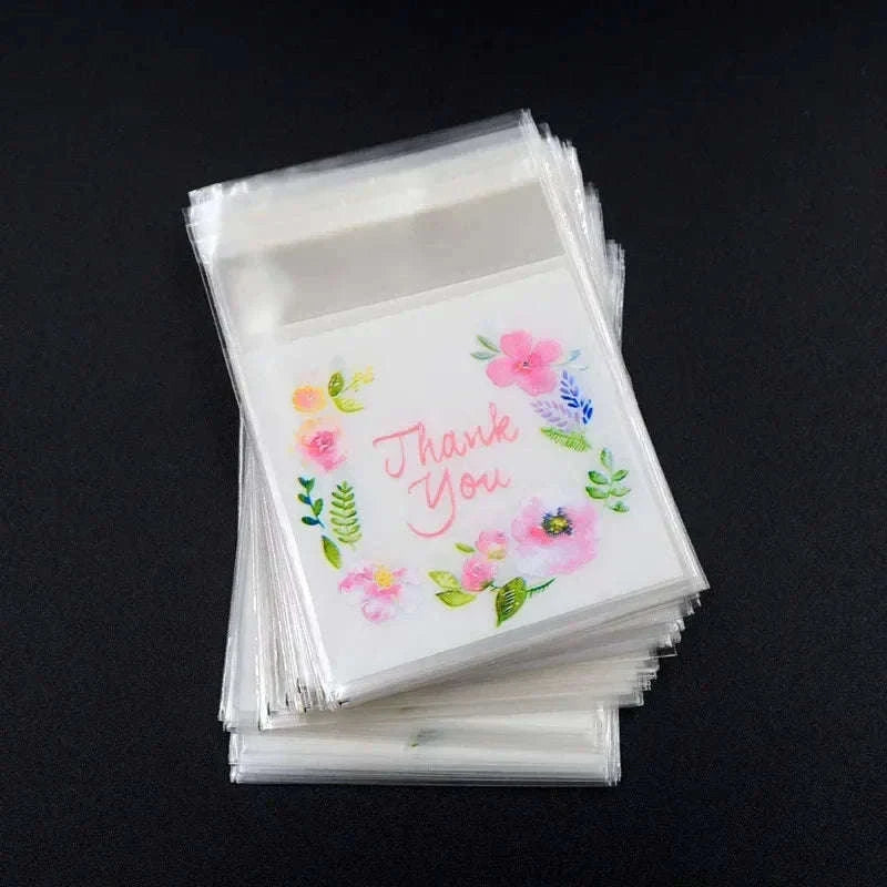 Thank You Self-Adhesive Bags for Cookies, Candy & Gifts-7x7cm