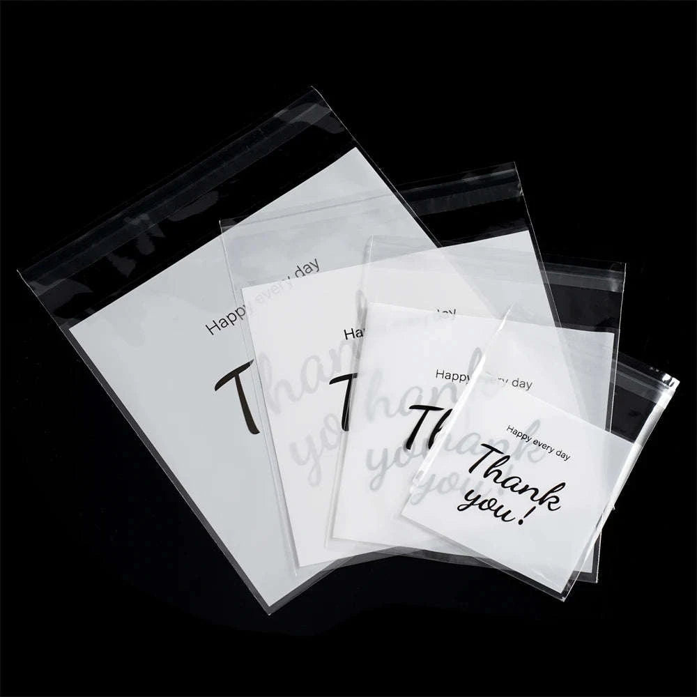 Thank You Self-Adhesive Bags for Gifts and Jewelry Packaging-7x10cm / 100pcs / CHINA