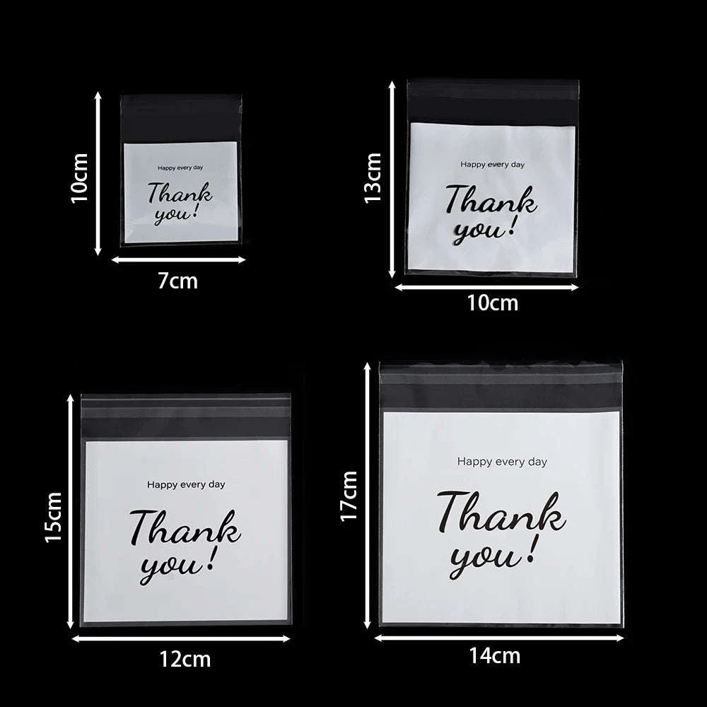 Thank You Self-Adhesive Bags for Gifts and Jewelry Packaging-7x10cm / 100pcs / CHINA