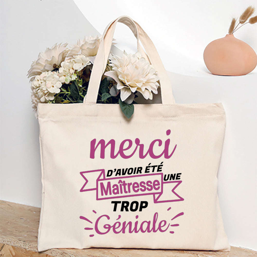 Thank You Teacher French Print Canvas Shoulder Tote Bag-TM266211-TBBG-E
