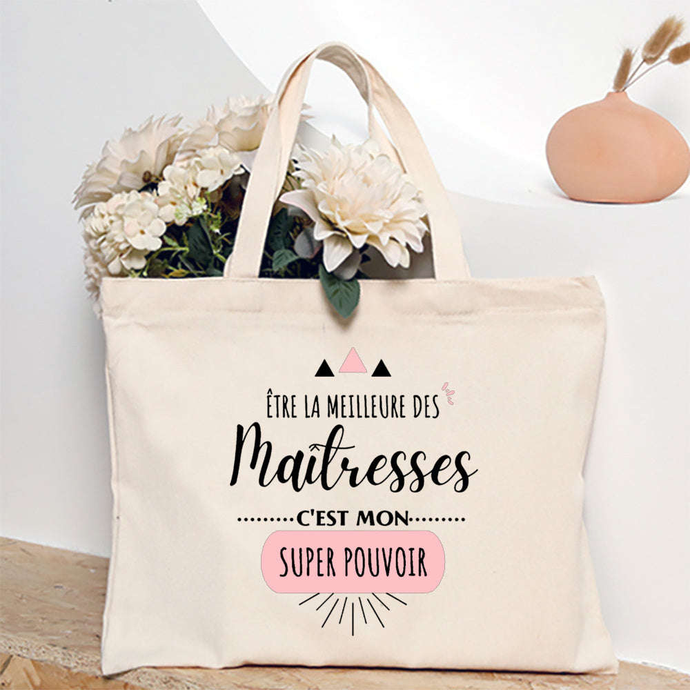 Thank You Teacher French Print Canvas Shoulder Tote Bag-TM266211-TBBG-E