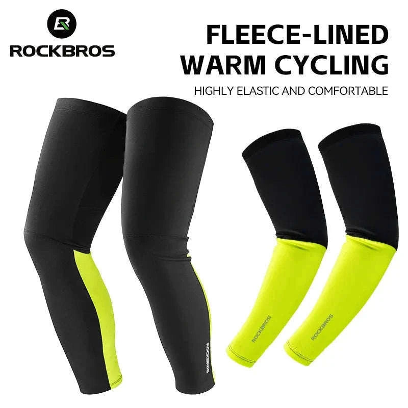 Thermal Fleece Arm & Leg Sleeves for Cycling Warmth and Protection-XT089 TT024 Set / L-XL