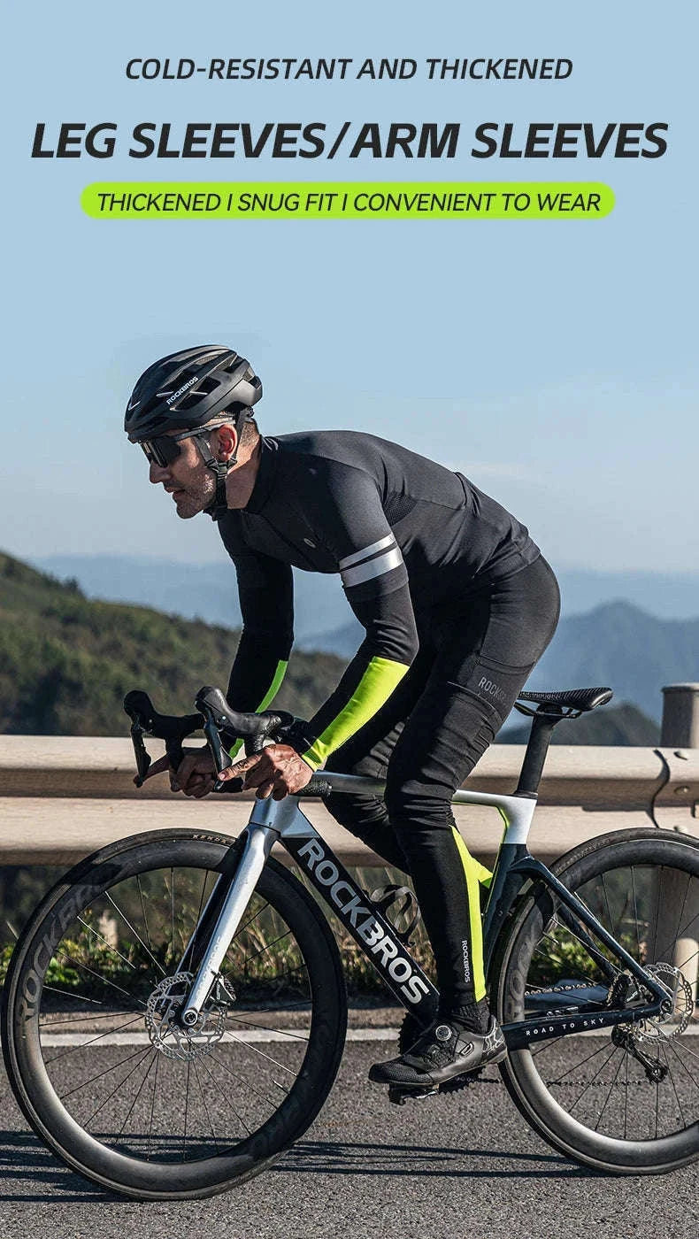 Thermal Fleece Arm & Leg Sleeves for Cycling Warmth and Protection-XT089 TT024 Set / L-XL