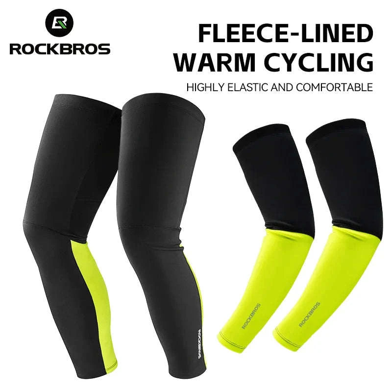 Thermal Fleece Arm & Leg Sleeves for Cycling Warmth and Protection-XT089 TT024 Set / L-XL