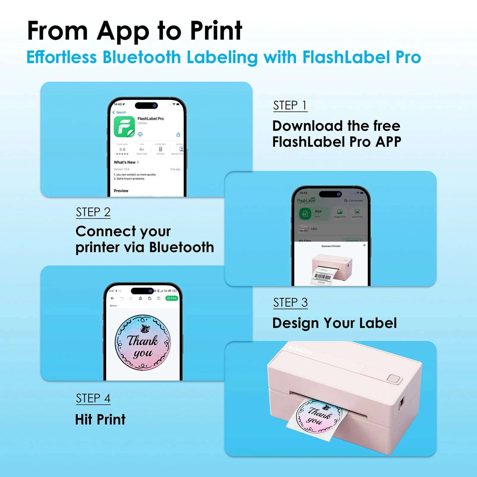 Thermal Label Printer 4x6 Shipping Label Printer for Home Use-WHITE / United States / US Plug