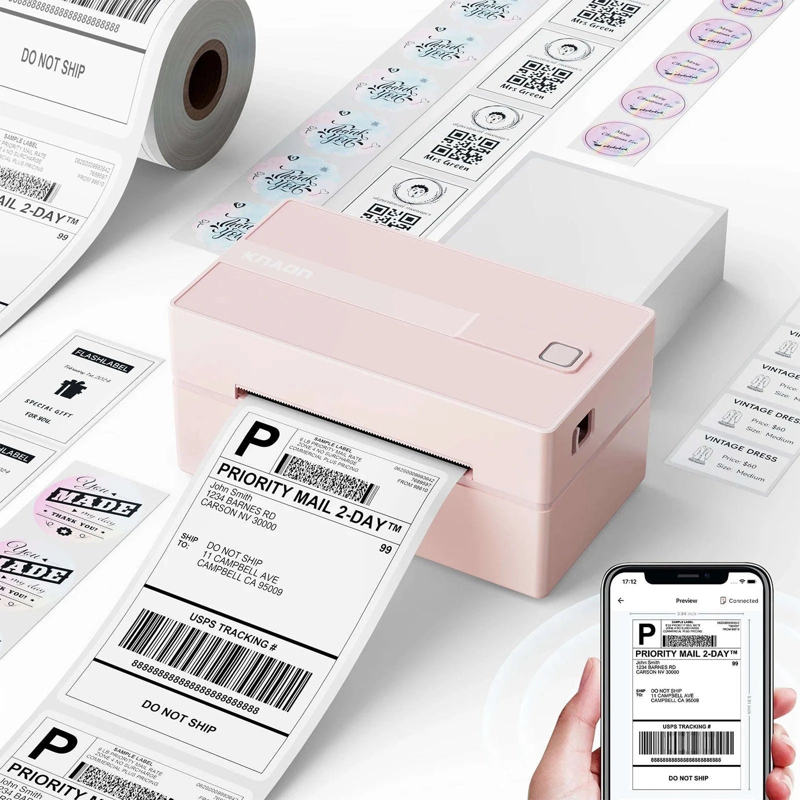 Thermal Label Printer 4x6 Shipping Label Printer for Home Use-WHITE / United States / US Plug