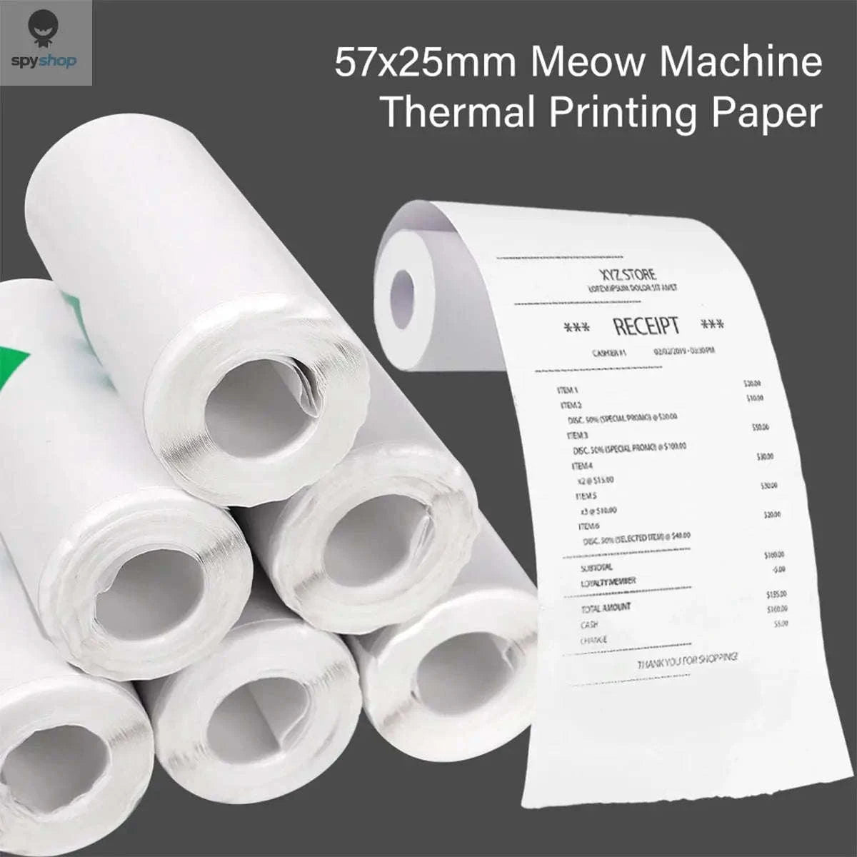 Thermal Printer Paper 57x25mm – Self‑Adhesive Rolls for Portable Mini Printers-5Rolls Trans Sticker