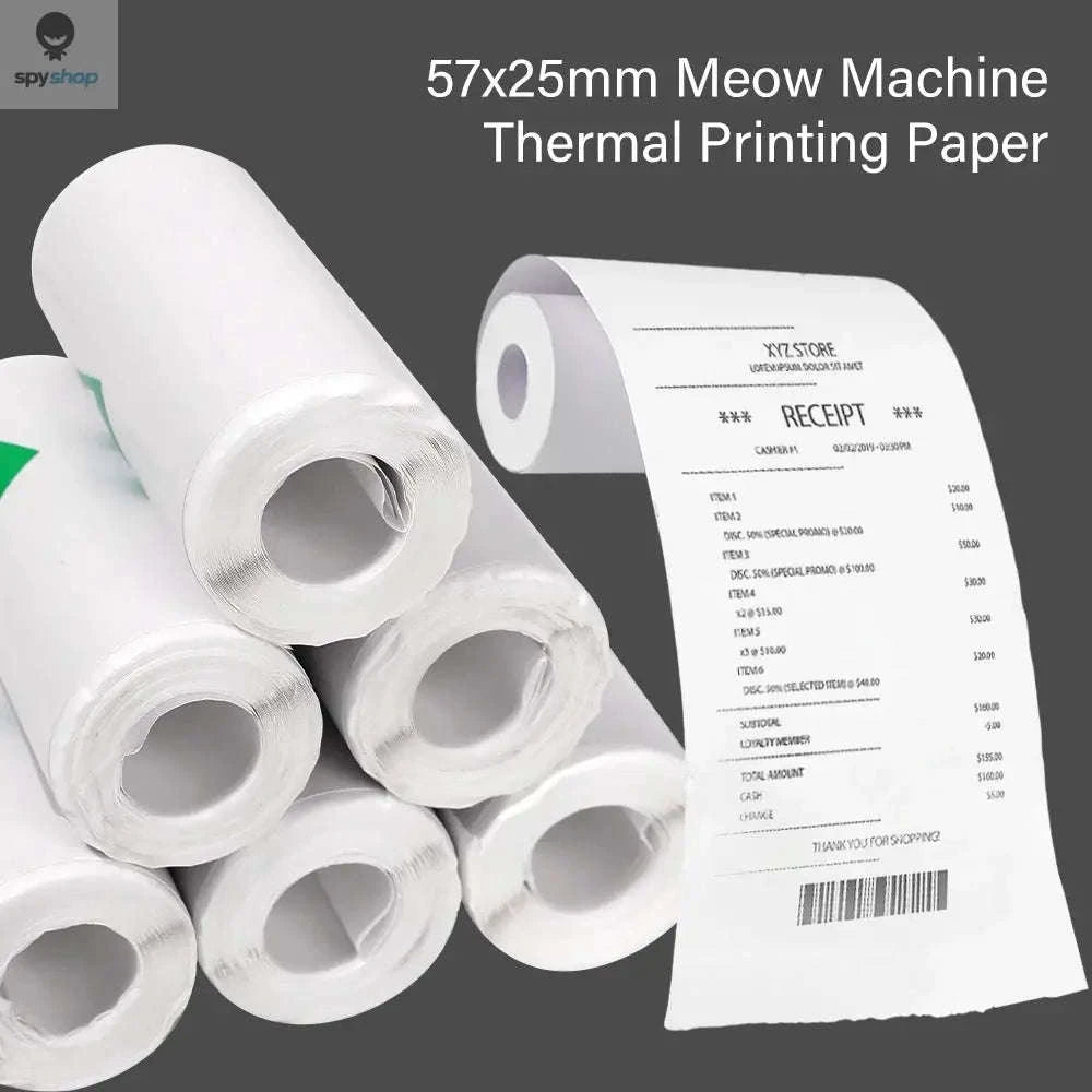 Thermal Printer Paper 57x25mm – Self‑Adhesive Rolls for Portable Mini Printers-5Rolls Trans Sticker