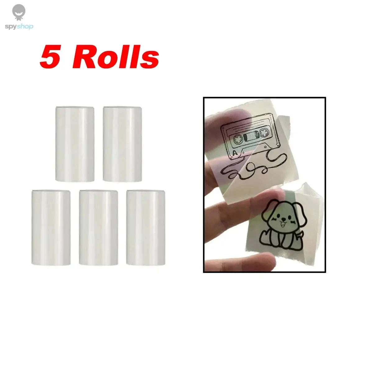 Thermal Printer Paper 57x25mm – Self‑Adhesive Rolls for Portable Mini Printers-5Rolls Trans Sticker