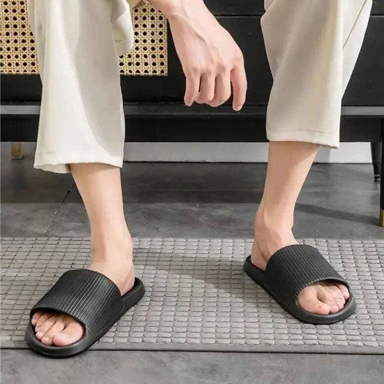 Thick Platform EVA Bathroom Slippers for All-Day Indoor Comfort-Orange / 44-45