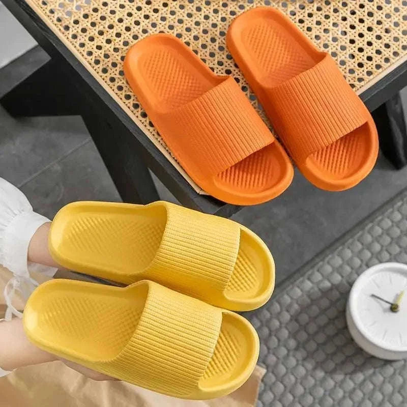 Thick Platform EVA Bathroom Slippers for All-Day Indoor Comfort-Orange / 44-45