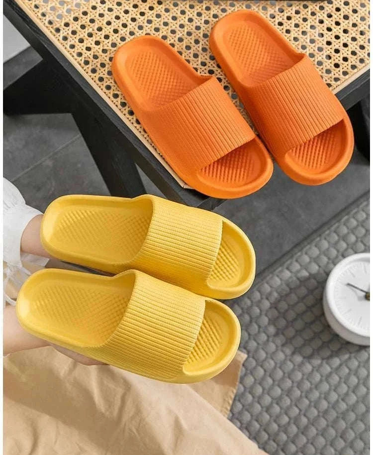 Thick Platform EVA Bathroom Slippers for All-Day Indoor Comfort-Orange / 44-45