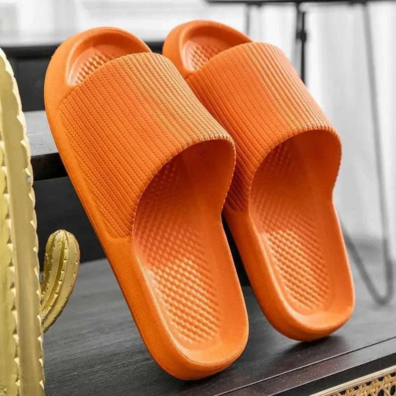 Thick Platform EVA Bathroom Slippers for All-Day Indoor Comfort-Orange / 44-45