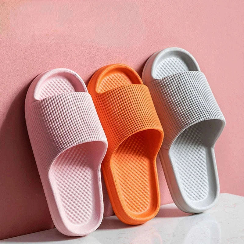 Thick Platform EVA Bathroom Slippers for All-Day Indoor Comfort-Orange / 44-45