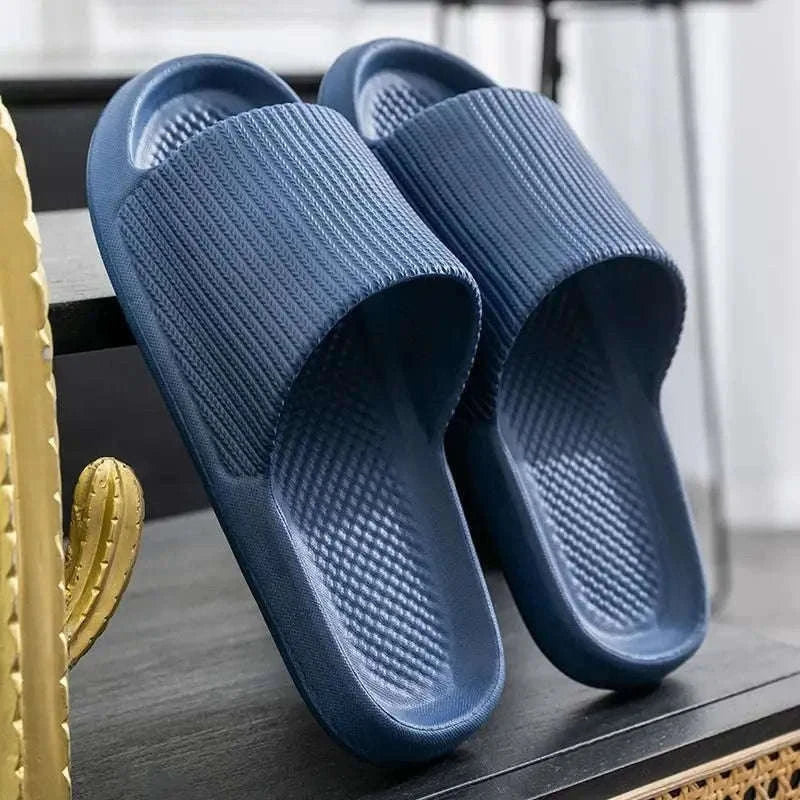Thick Platform EVA Bathroom Slippers for All-Day Indoor Comfort-Orange / 44-45