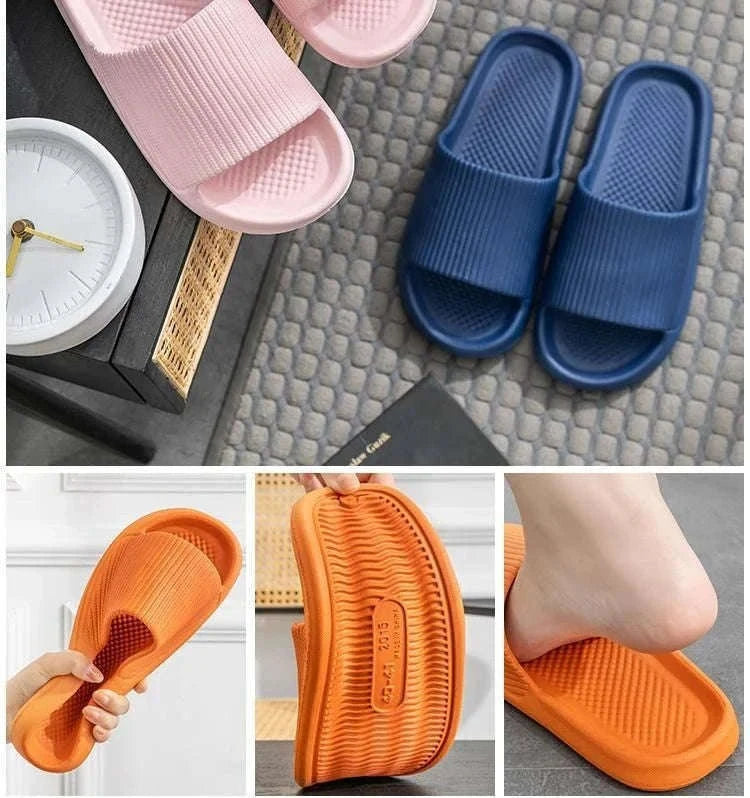 Thick Platform EVA Bathroom Slippers for All-Day Indoor Comfort-Orange / 44-45