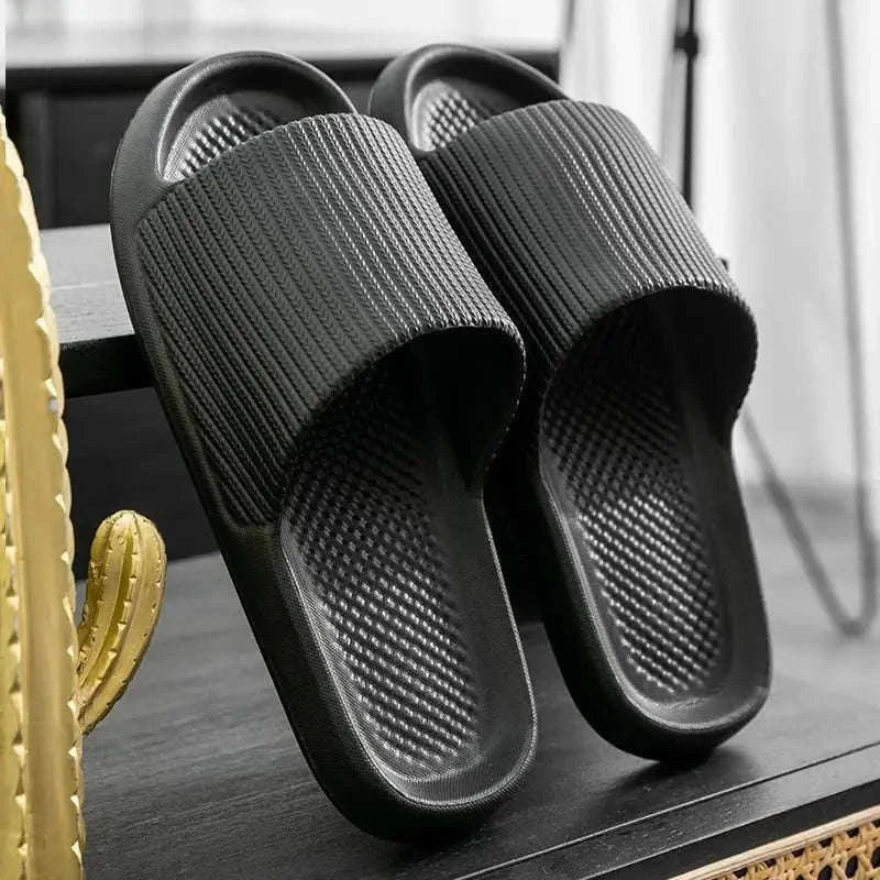 Thick Platform EVA Bathroom Slippers for All-Day Indoor Comfort-Orange / 44-45