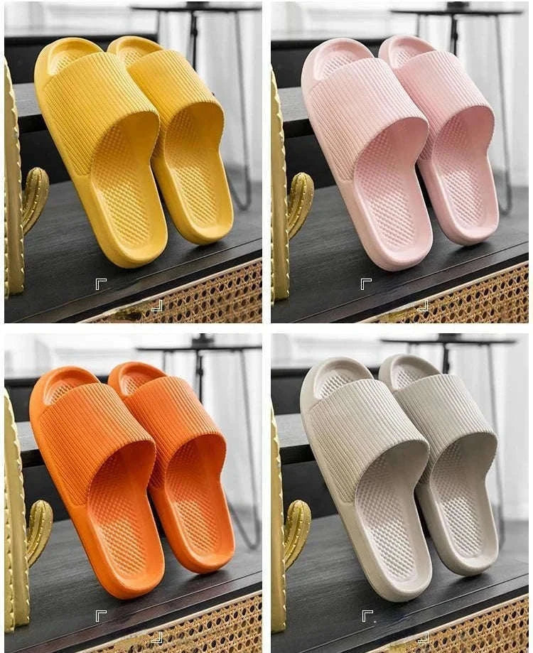 Thick Platform EVA Bathroom Slippers for All-Day Indoor Comfort-Orange / 44-45