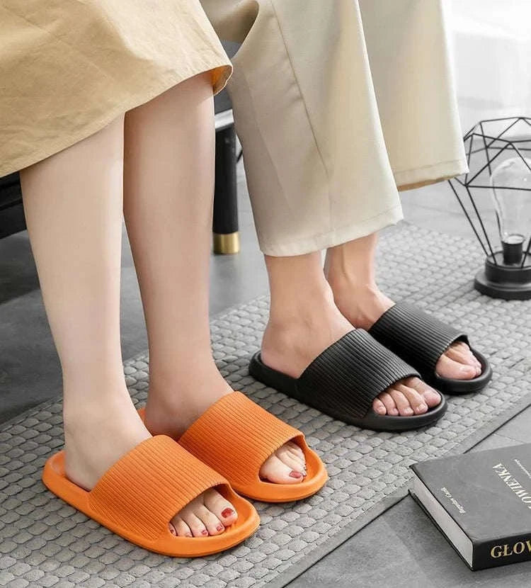 Thick Platform EVA Bathroom Slippers-Orange / 44-45