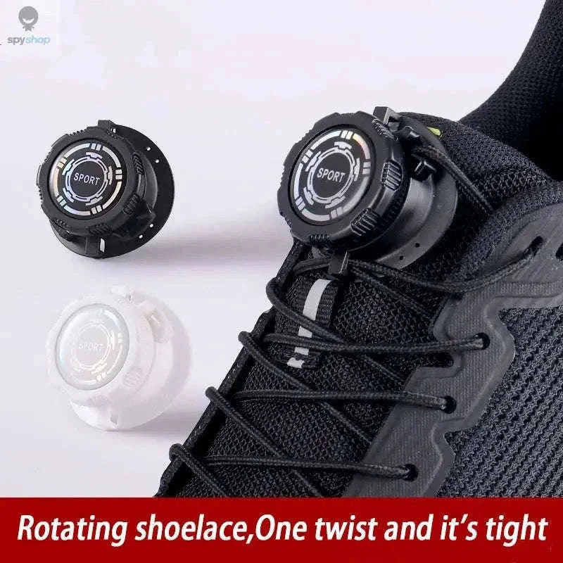 Thick Rope Swivel Buckle Automatic Shoelaces for Easy Wear-Black Boomerang