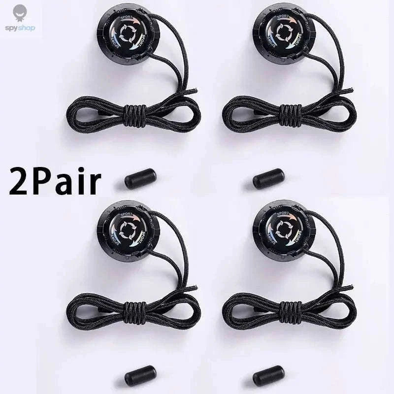 Thick Rope Swivel Buckle Automatic Shoelaces for Easy Wear-Black Boomerang
