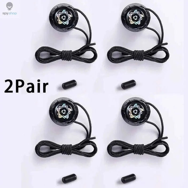 Thick Rope Swivel Buckle Automatic Shoelaces for Easy Wear-Black Boomerang