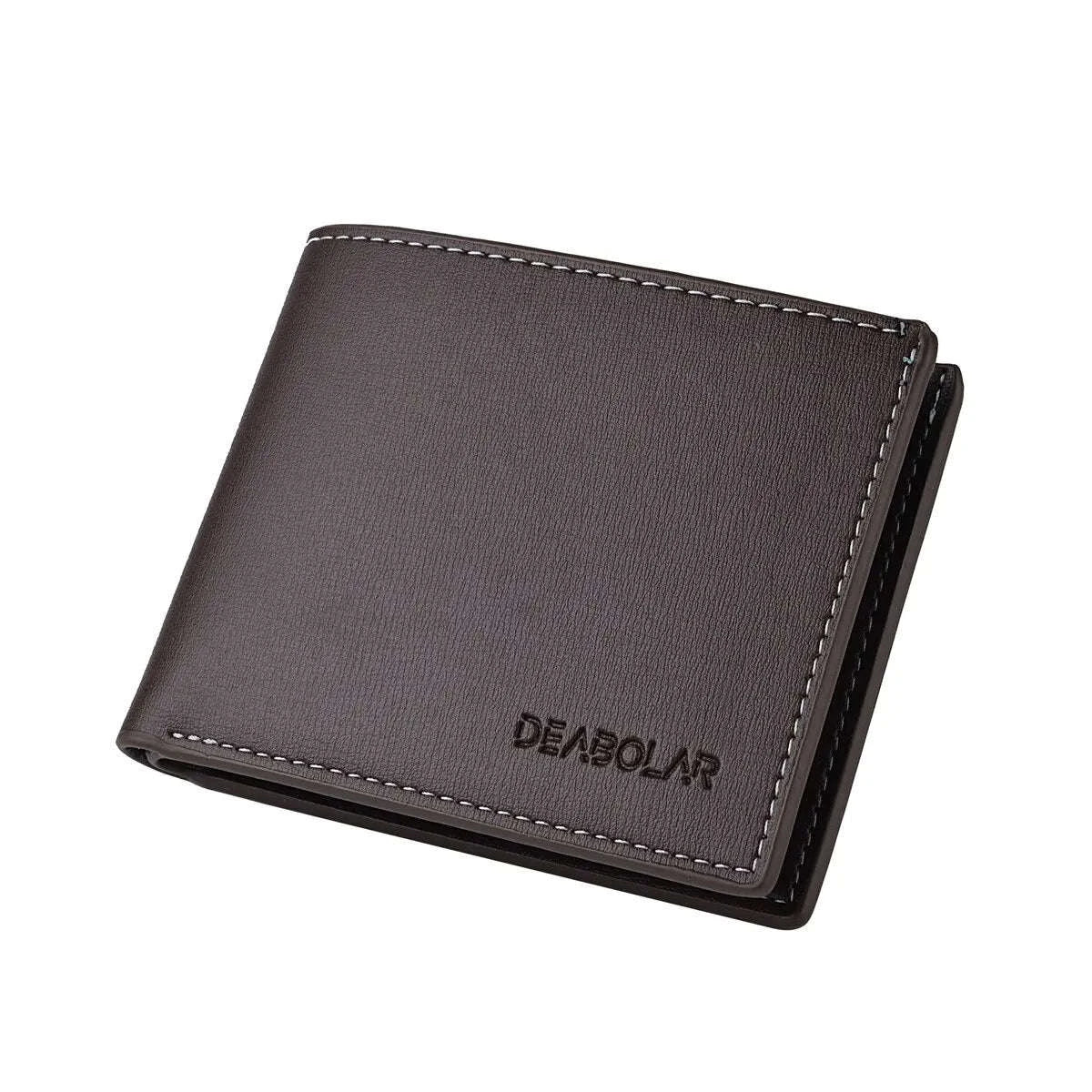Thin PU Leather Men's Short Wallet-Brown