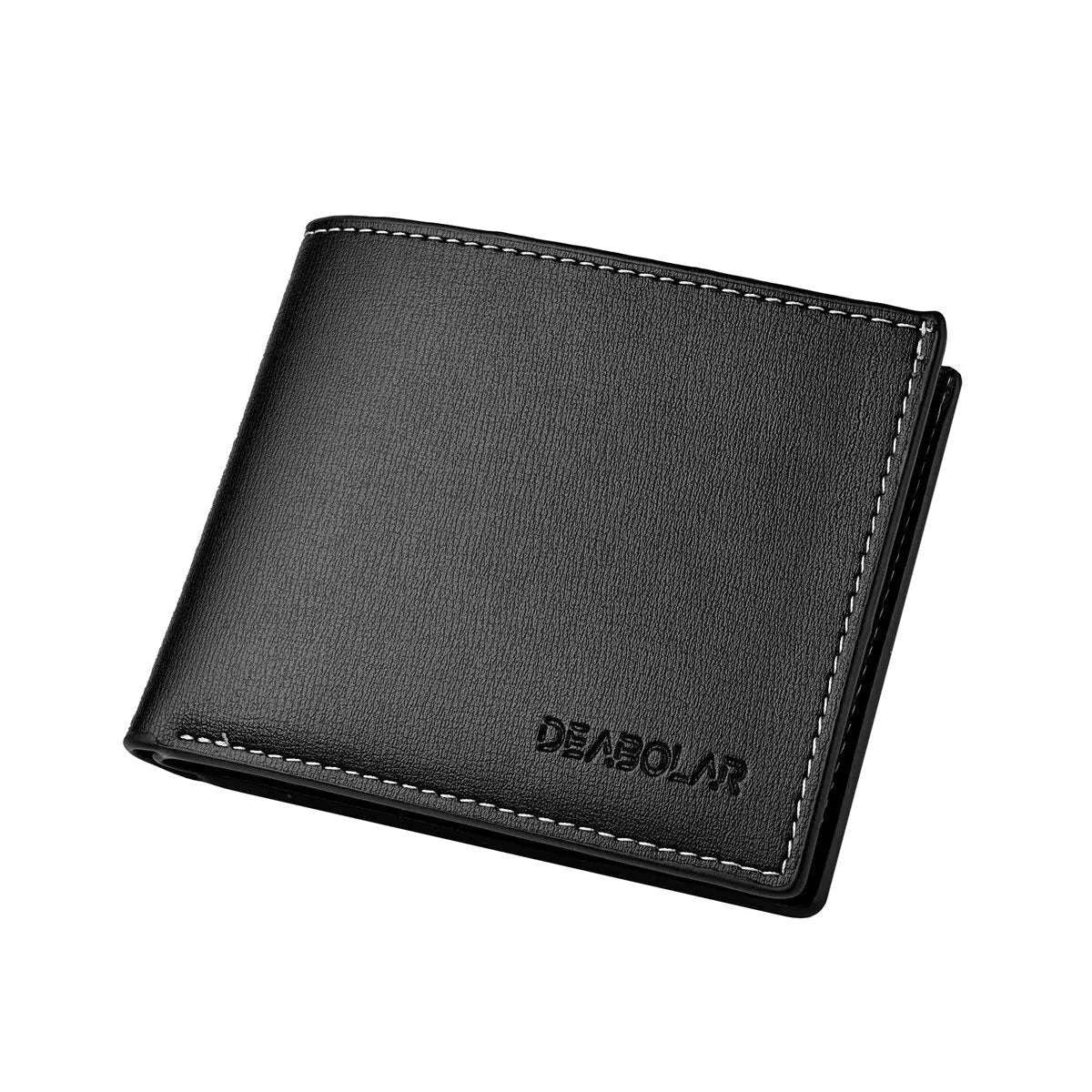 Thin PU Leather Men's Short Wallet-Brown