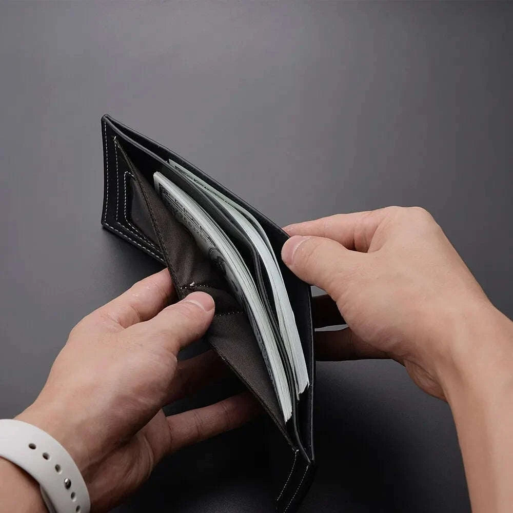 Thin PU Leather Men's Short Wallet-Brown