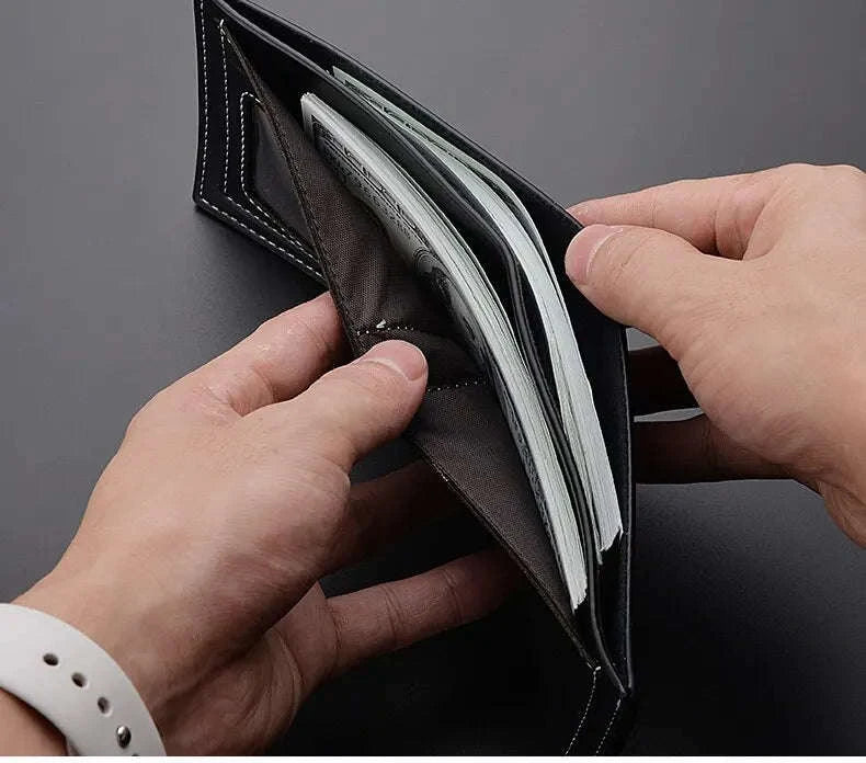 Thin PU Leather Men's Short Wallet-Brown