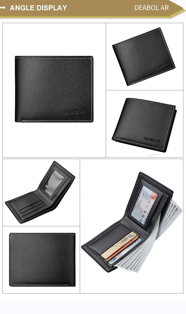Thin PU Leather Men's Short Wallet-Brown