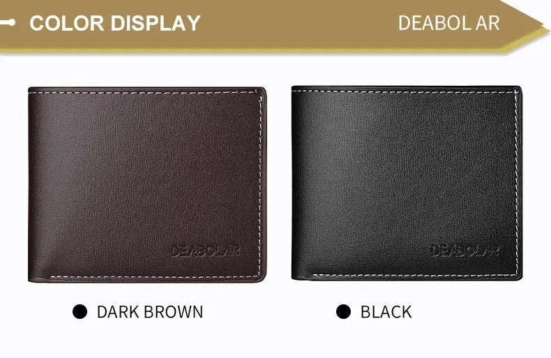 Thin PU Leather Men's Short Wallet-Brown