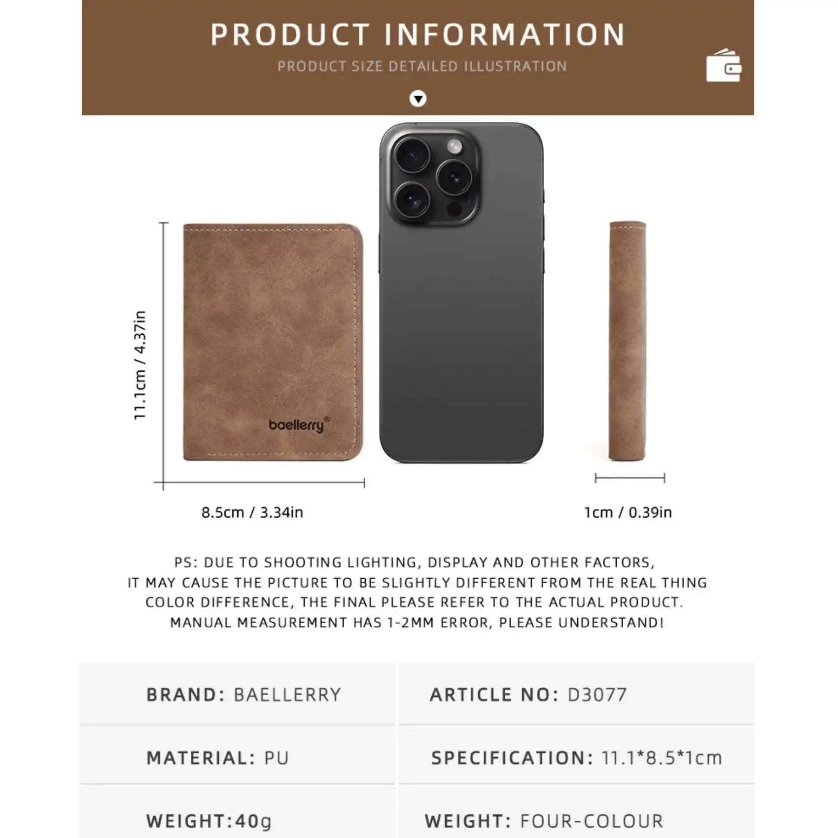 Thin PU Leather Multi-Card Wallet for Men-Blue