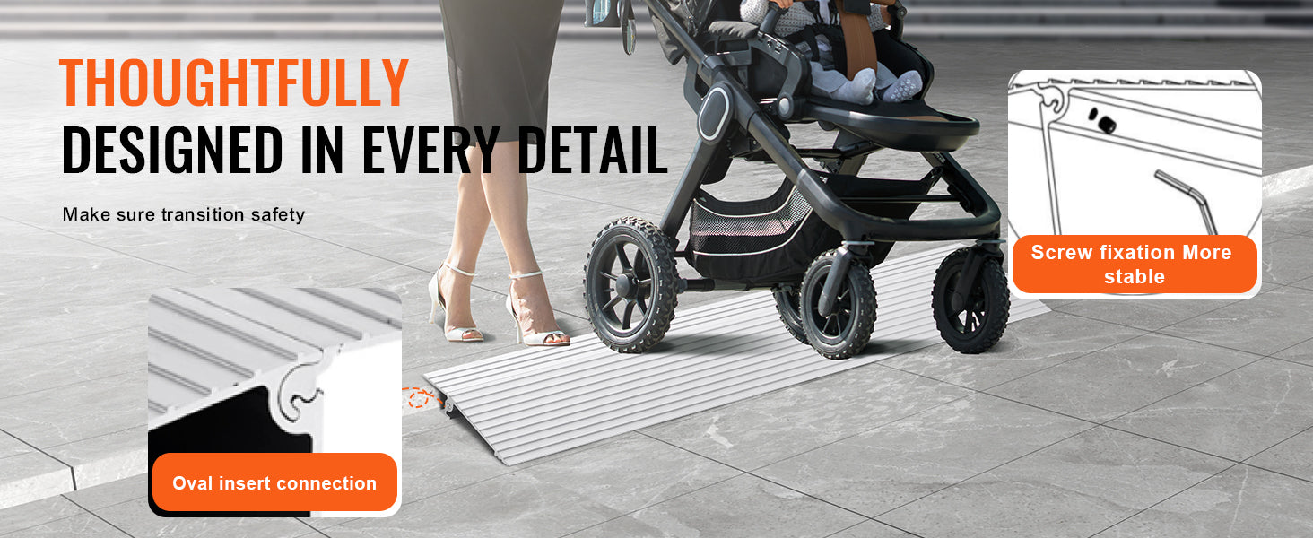 Adjustable Aluminum Door Threshold Ramp 800 lbs for Wheelchairs