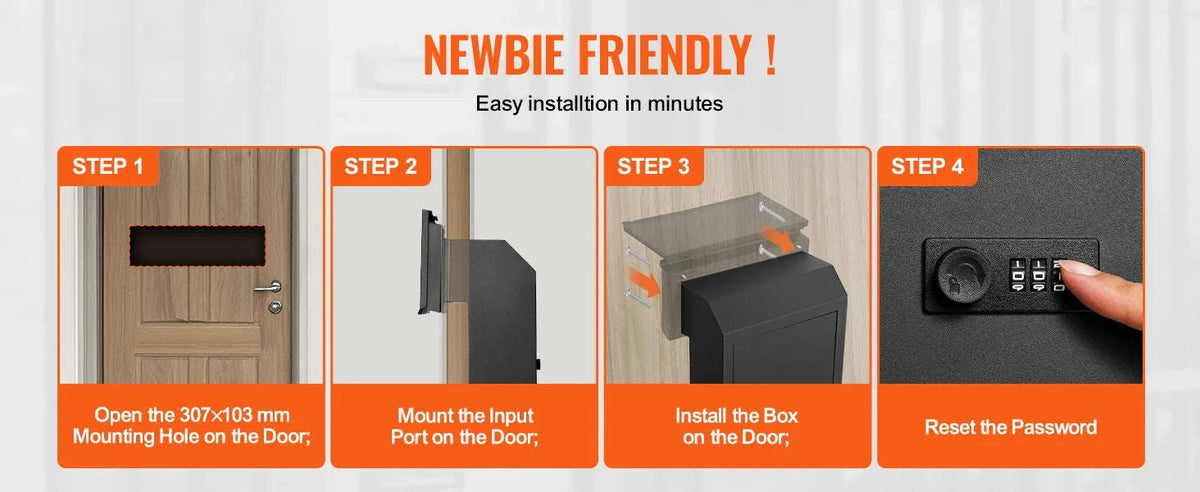 Through the Door Key Drop Box with Combination Lock-black / france