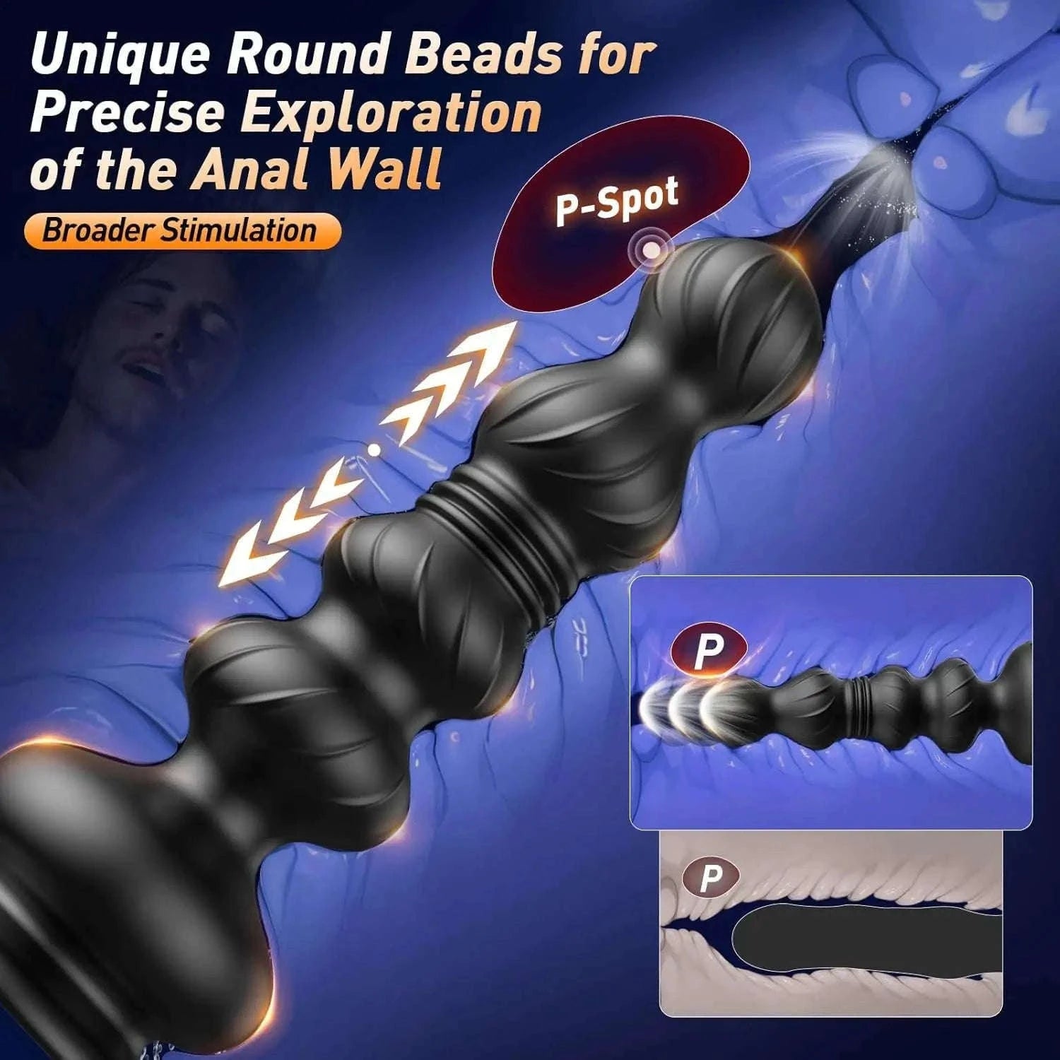 Thrusting Anal Beads Prostate Massager with Remote Control-Vibrate Purple