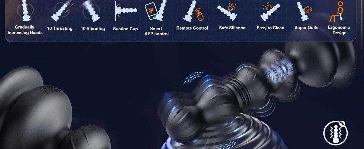 Thrusting Anal Beads Prostate Massager with Remote Control-Vibrate Purple