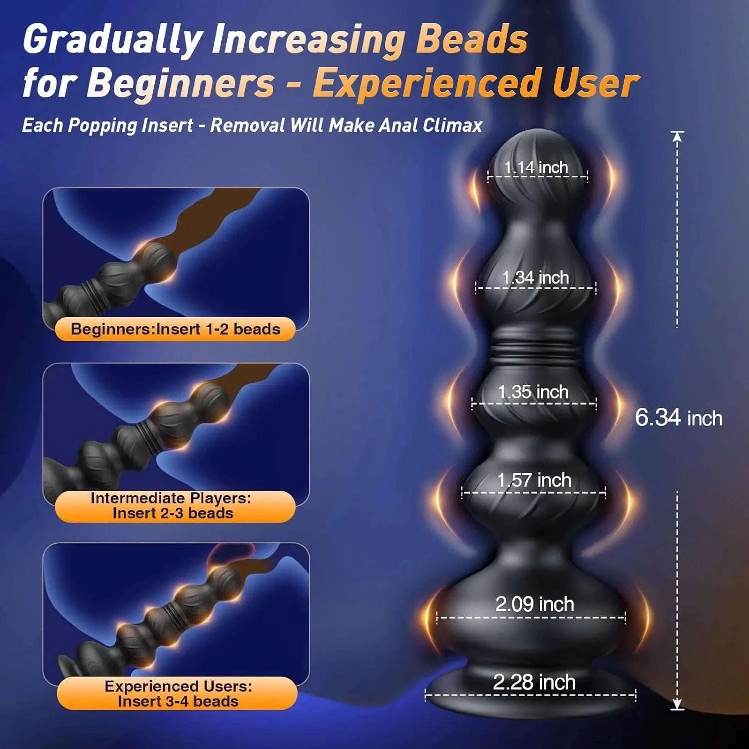 Thrusting Anal Beads Prostate Massager with Remote Control-Vibrate Purple