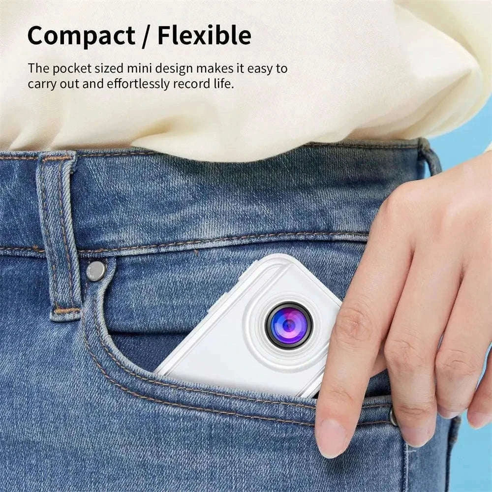 Thumb Action Camera with 1.47-Inch Screen and 120° Wide Angle-White riding