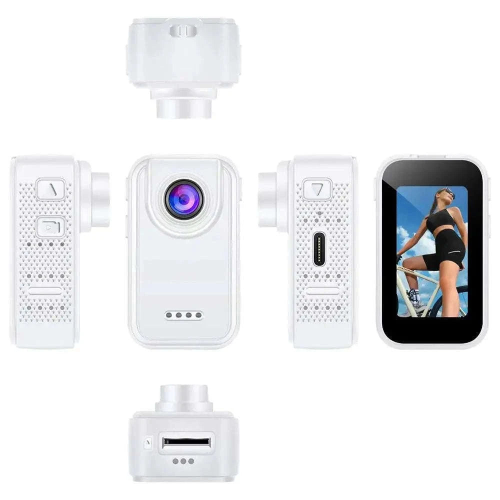 Thumb Action Camera with 1.47-Inch Screen and 120° Wide Angle-White riding